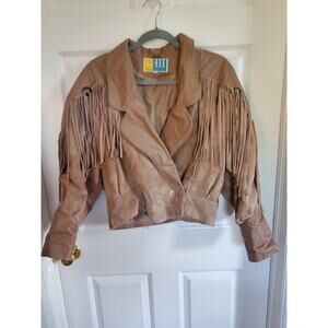 G-III  VINTAGE 80s Leather Fringe Jacket Women's Small
